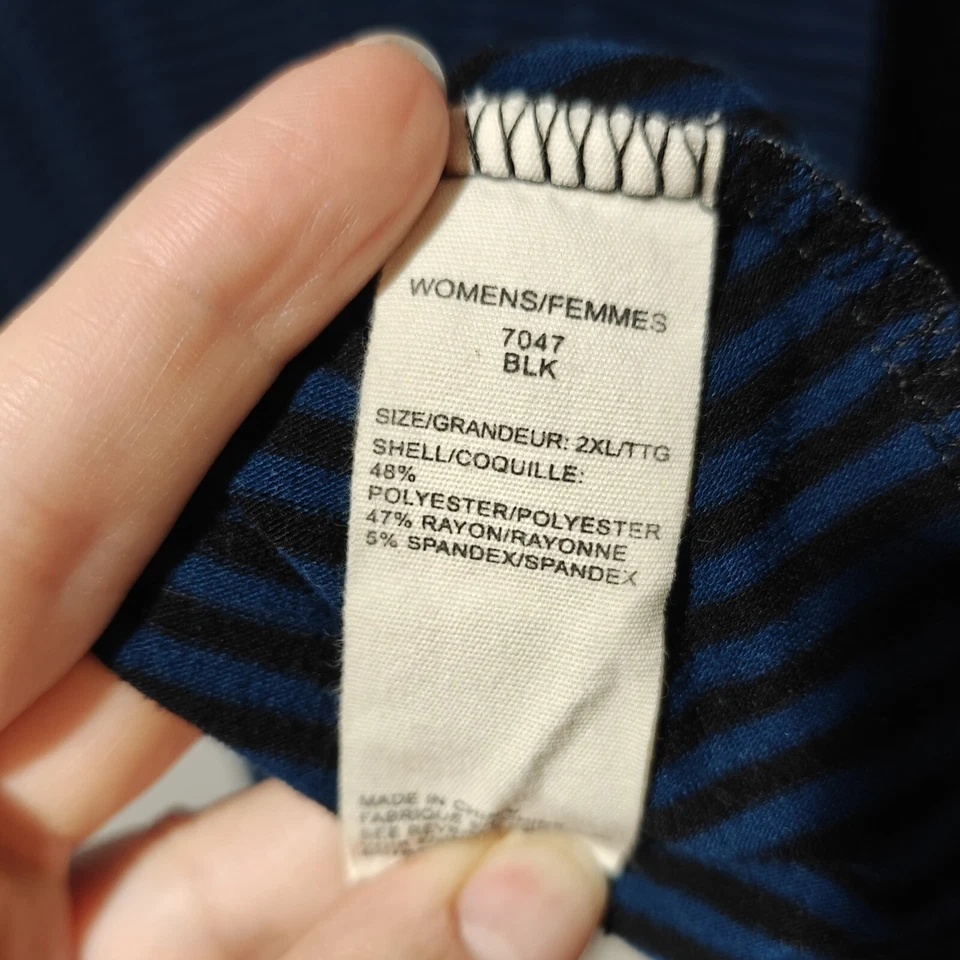 Camisa Woolrich Boxy 2XL Manga Larga Rayas Azul Marino Acogedora Foto 3 de 4