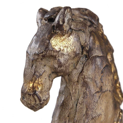 Uttermost Caballo Dorado 16 1/2" W Aged Silver w/Gold Horse Sculpture - Picture 3 of 5