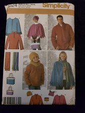 Simplicity 4324 Scarf Bag Hat Top cape all sizes xs-xl Uncut Sewing Pattern