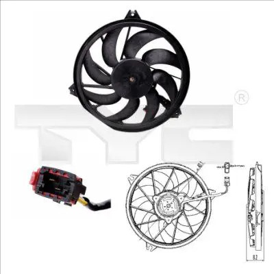 Ventola radiatore 826-0005 TYC per PEUGEOT 206 Hatchback 206 SW 206 CC 206+