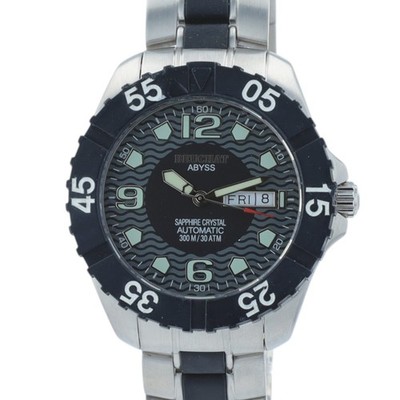 Beuchat Abyss Automatic 300M Diver Black Dial Day Date Sapphire Steel Mens Watch