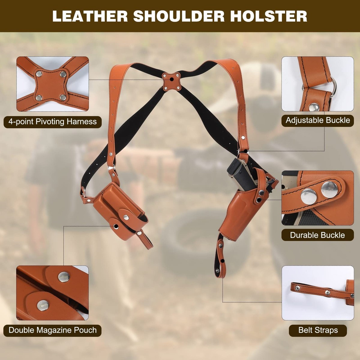 Leather Shoulder Holster Vertical Gun Holster For Pistol 1911 Glock Sig