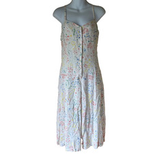 Uniqlo Ines de la Fressange Parisian Floral Midi Dress Size S Cream Button Up
