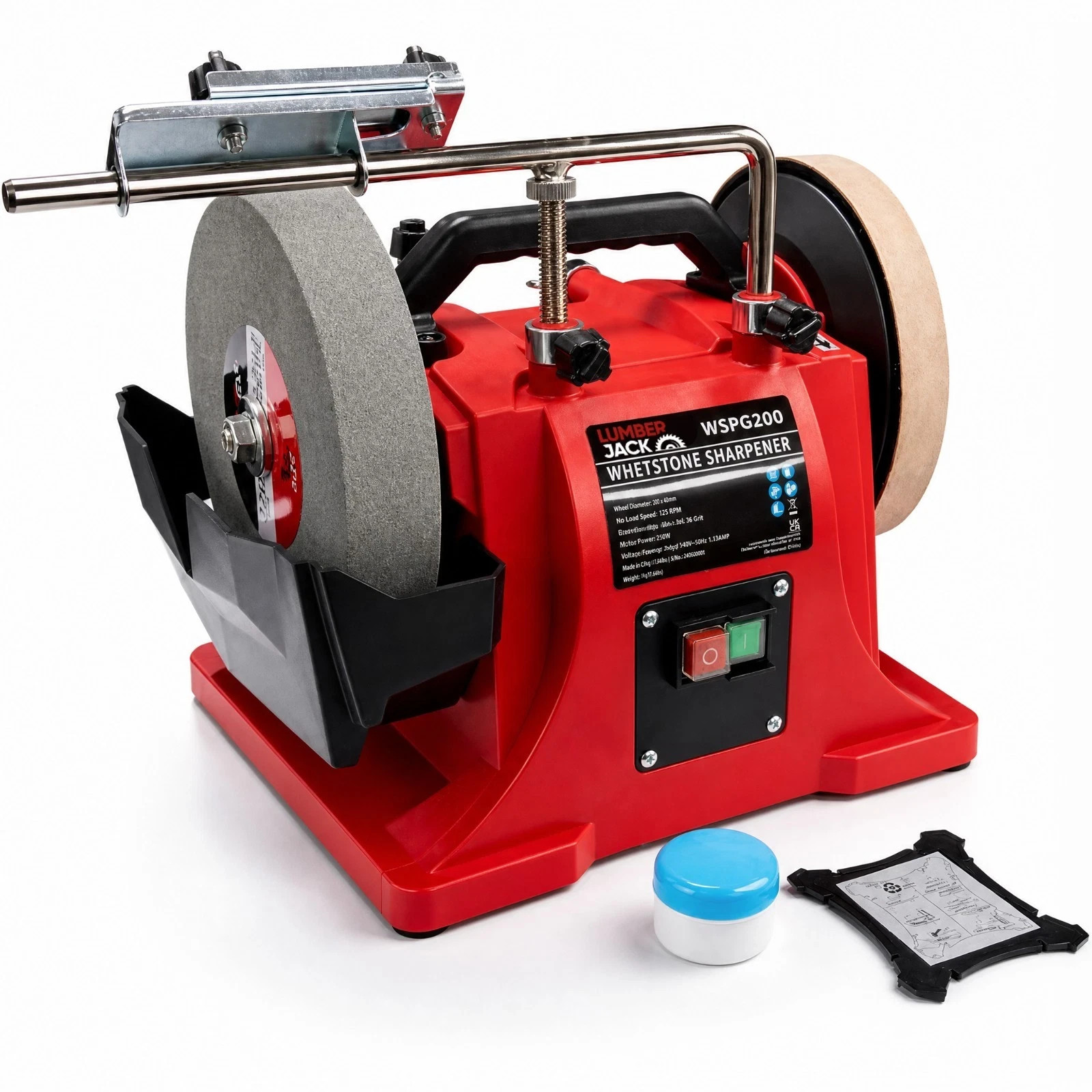 Whetstone Sharpener 200mm 180W Water Cooled Honing Wheel 220 Grit Bench Grinder - Image 2