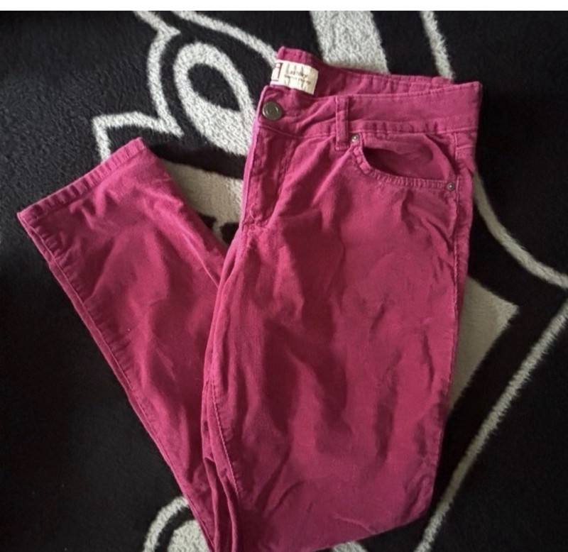 LEI Pink Solid Corduroy Skinny Khaki Pants Low Rise Pants