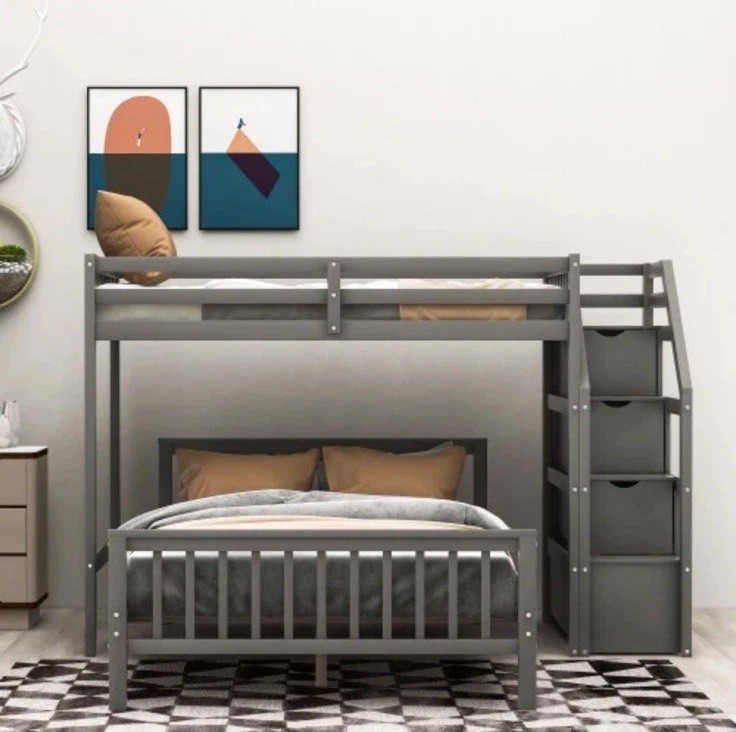 Loft Bed With 4 Staircases Storage Bedroom