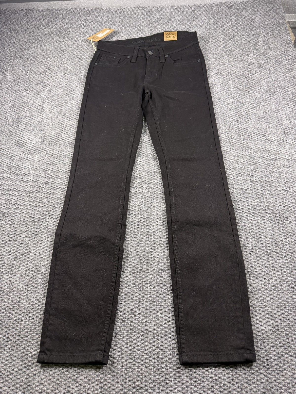 S 29x36 Black Slim Straight Stretch Denim Casual Pants