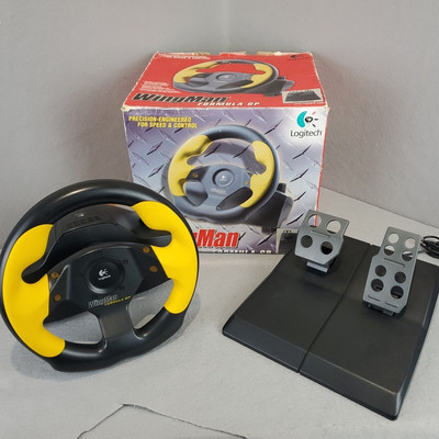 LOGITECH WINGMAN FORMULA GP STEERING WHEEL AND PEDALS 863185-0000 - TESTED