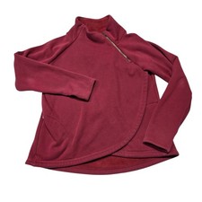 Athleta Cozy Karma Asymmetrical Zip Pullover Sweatshirt Deep Red Size L