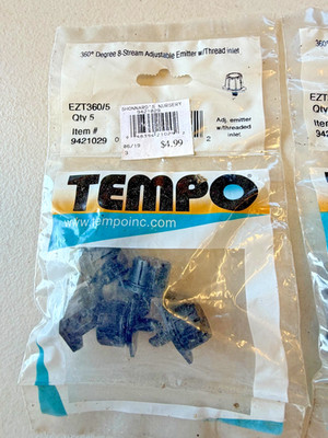 Tempo EZTFAN/5 Fan Spray Adjustable Emitter w/ Threaded Inlet (5 Pack) EZ1360/5