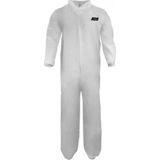 Ironwear 1600-M Disposable Microporous/Polypropylene Coveralls White w/Collar MD