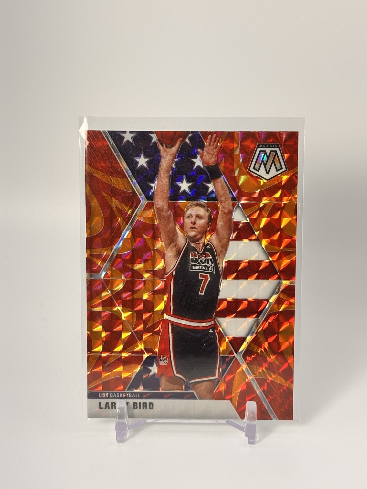 2019-20 Panini Mosaic #254 Larry Bird Reactive Orange