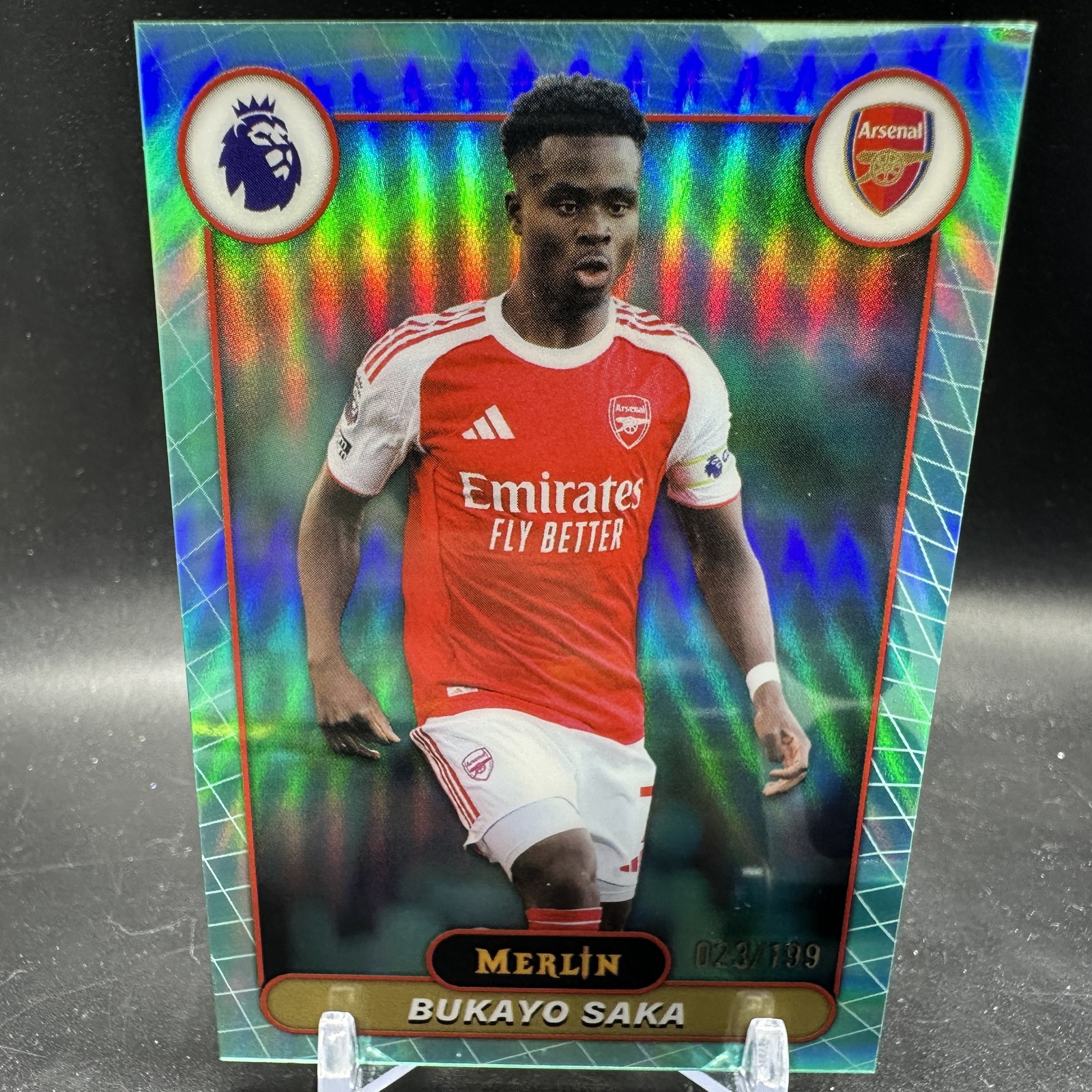 BUKAYO SAKA Aqua Refractor /199 2026 Topps Merlin Premier League #11 Arsenal