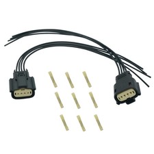 2 Pcs 4 Pins HID Halogen Headlight Connector Pigtail Wiring Black Standard