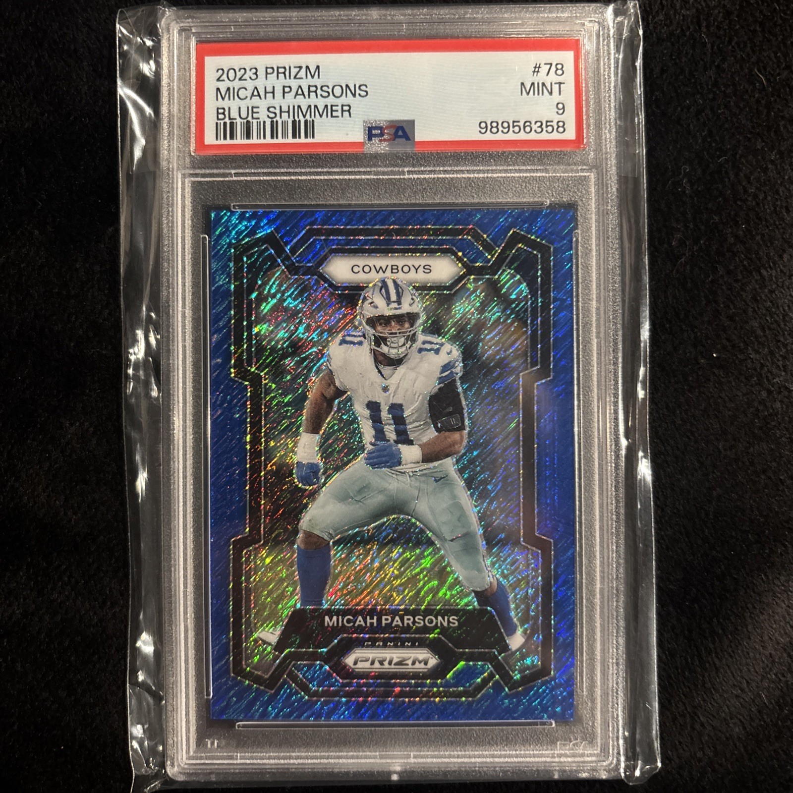 2023 Panini Prizm Micah Parsons #78 Blue Shimmer Prizm /25 PSA 9 Pop 3