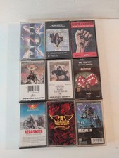 70's 80' Rock Metal Cassette Tapes Lot of 9 Cooper Hatchet Aerosmith Tesla