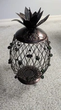 Pineapple Metal Glass Beads Decorative Wine Cork Holder 13”x8” X8"