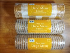 Lot of 3 new Rolls 10" x 30 Feet Fall Deco Mesh for Wreaths Crafts-Orange 2024