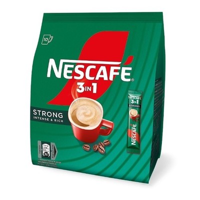 NESCAFE 3 in 1 Strong Instant Kaffee Beutel Packungen - 10 Sticks x je 14g