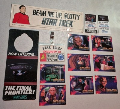Star Trek Accessories Lot - Trading Cards/Bumper Sticker/Door Hanger/ID Cards