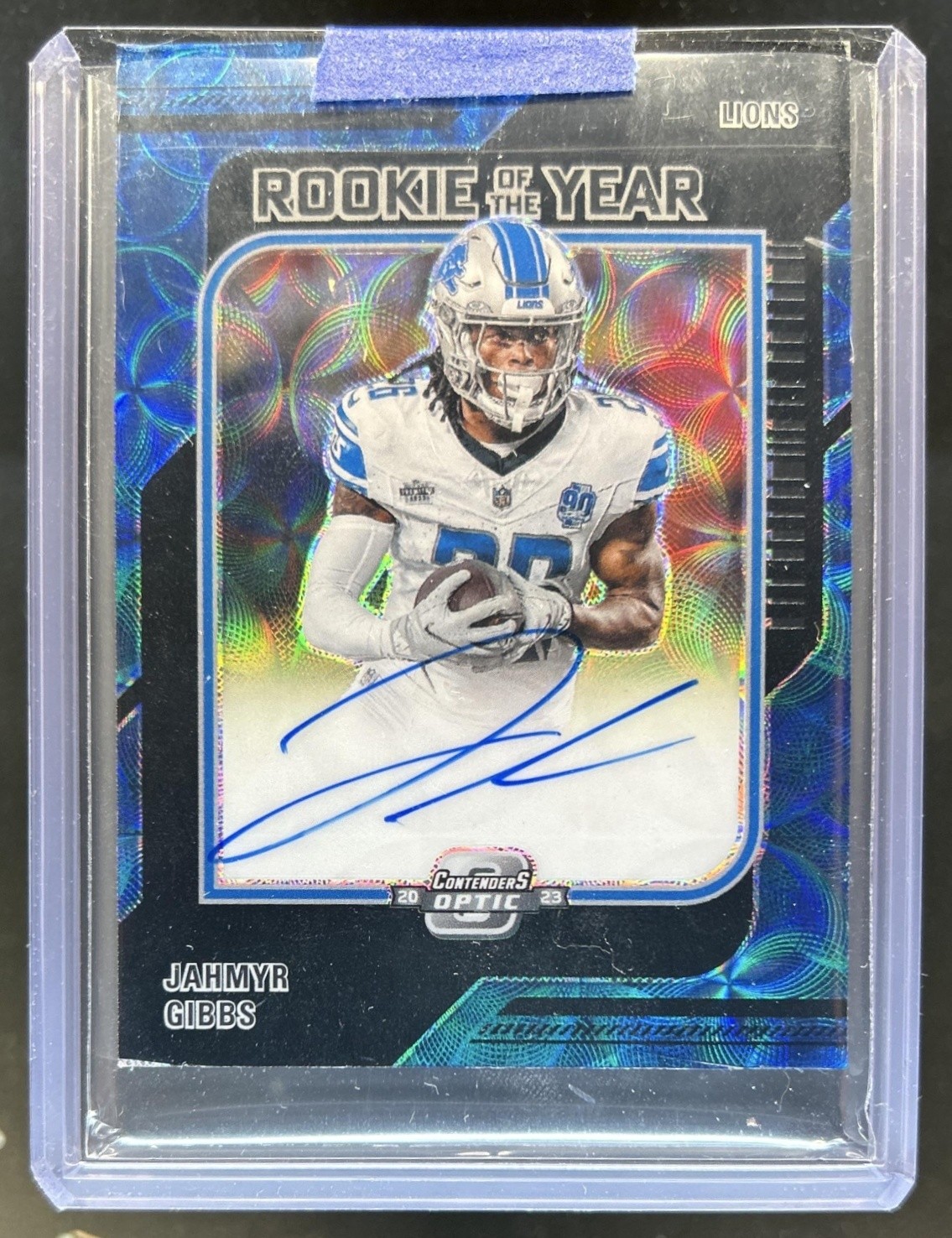 2023 Contenders Optic Jahmyr Gibbs Rookie of the Year Black Scope Auto RC #/25