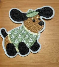 Adorable Puppy Dog Embroidered Iron On Patch Cute Cartoon Triangle Shirt  Hat