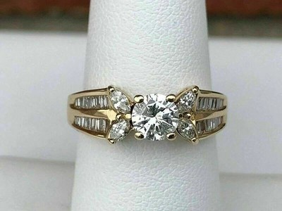 Round Cut Lab Created Diamond Christmas Pretty Gift Ring 14K Yellow Gold Finish