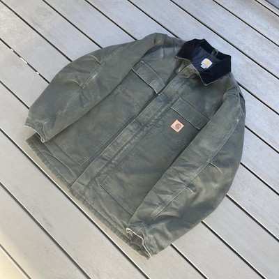 Vintage Carhartt olive Green C26 MOS Chore Jacket Large And Tall