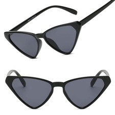 Vintage Retro Fashion High Pointed Triangular Cat Eye Black Sunglasses