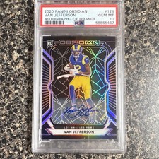 Panini 2020 Obsidian Van Jefferson Rookie Auto Orange #124 Rams PSA 10