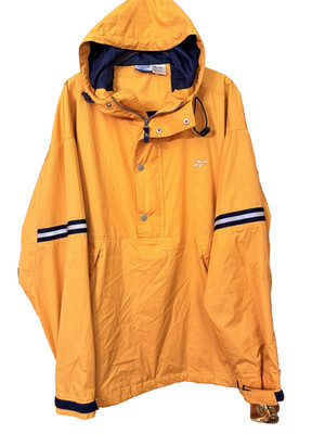 Vintage Reebok Windbreaker Jacket Yellow 90s Retro Athletic Track Jacket