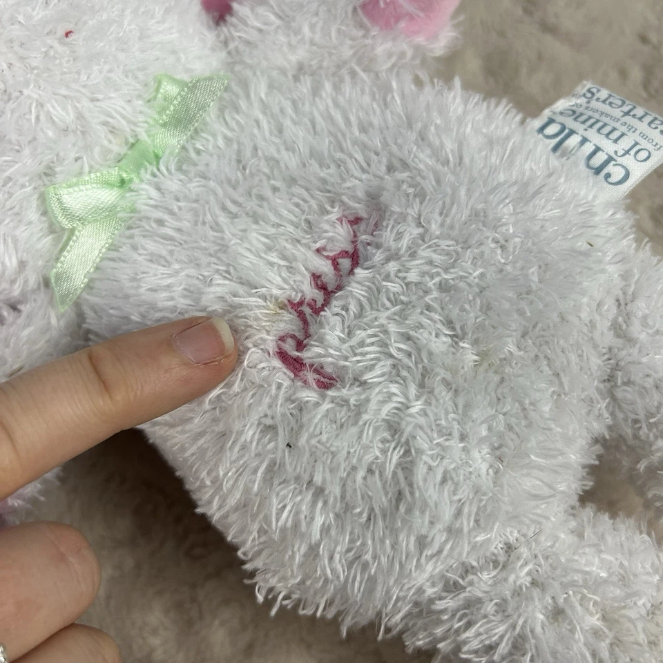 Juguete de peluche Child of Mine de Carter's White Lamb Sheep prensa arco verde Foto 2 de 4