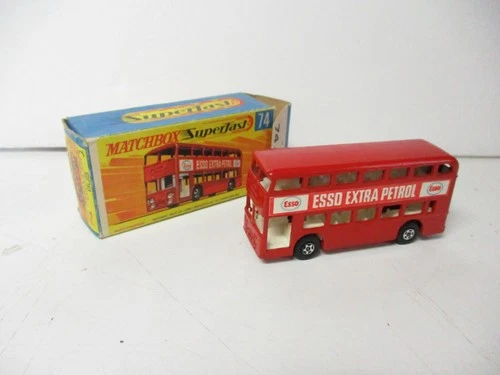 Matchbox Lesney Superfast SF74 Daimler Bus- red body & base, "ESSO" labels, box