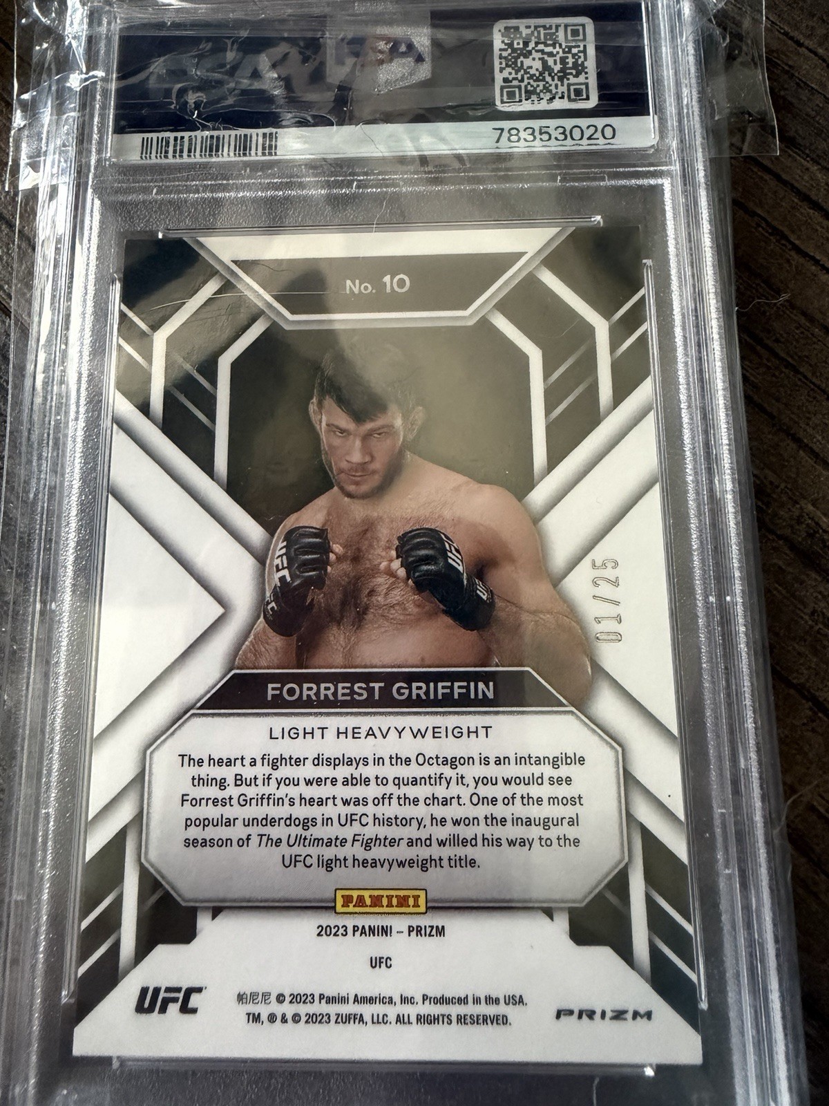 2023 Panini Prizm UFC Forest Griffin Hall Monitors Mojo Prizm PSA 10 GEM MINT view 2