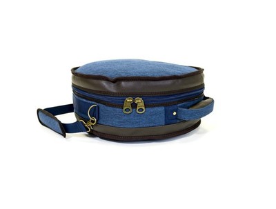 Barton GSP Premium Snare Drum Bag, 14'' x 5'', Blue & Brown Oxford