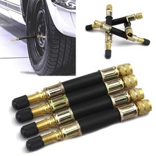 Tyre Valve Extension Adapter Wheel Rubber + Metal Stem 4pcs 105mm Dual