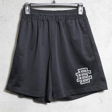 Eric Emanuel Shorts Youth Large Black Mesh Basketball Athletic EE Logo Made USA