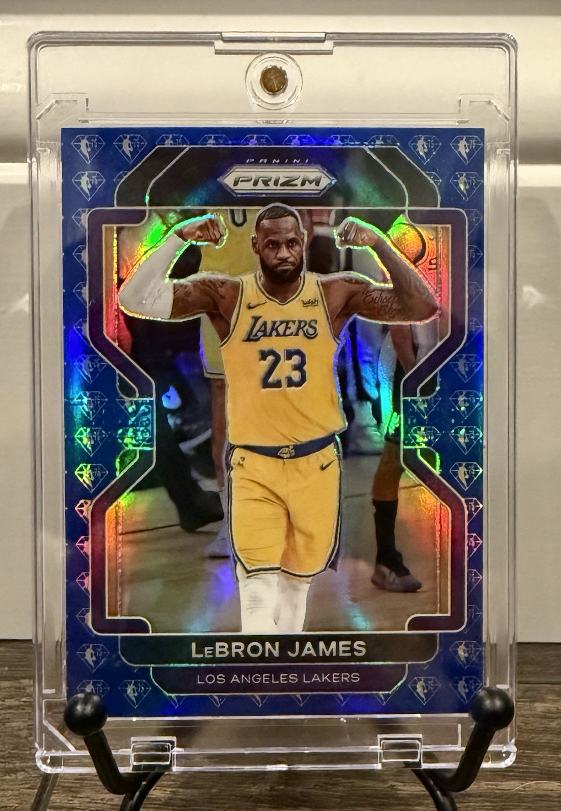 2021-22 Prizm Lebron James Blue Diamond Prizm NBA 75th Anniversary #91 LA Lakers