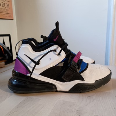 Nike Air Force 270 White Purple Basketball Sneakers, Men's Size 12
