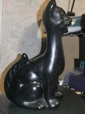 Vintage 5 Ins Fait Main Painted black Porcelain Cat