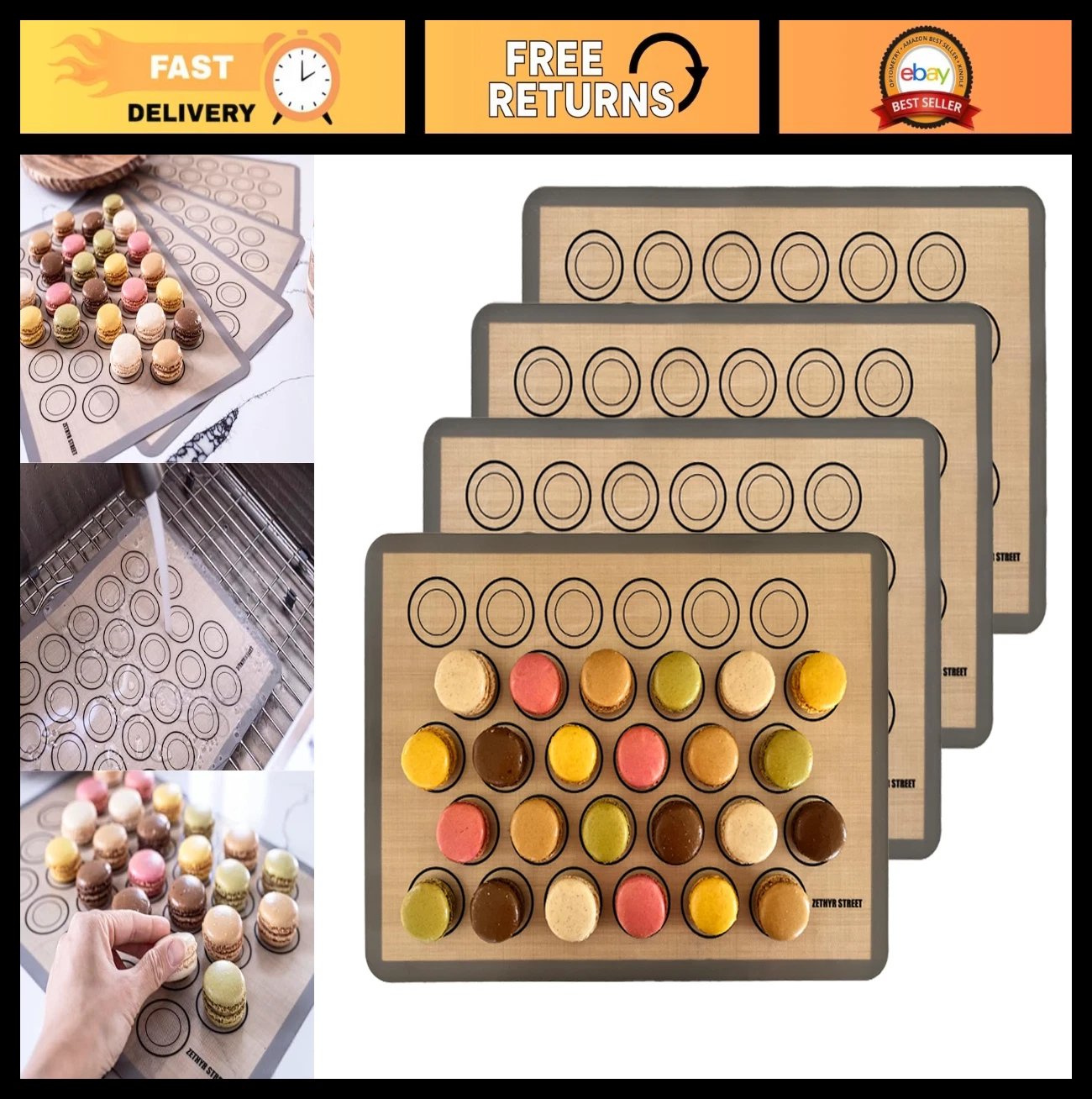 Non-Stick Silicone Macaron Baking Mats - Heat Resistant, Dishwasher Safe, Eco-Fr