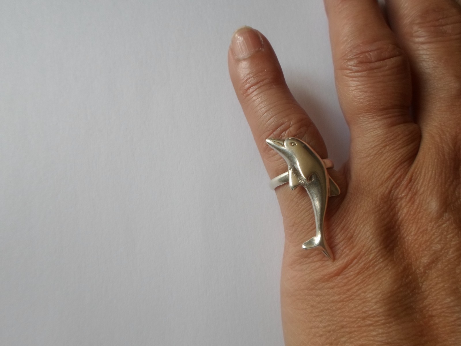 solid silver ring, bottlenose dolphin, size 52 - image 4