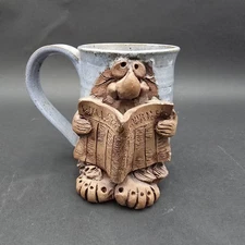 Thorson Studio Art Pottery Face Mug Reading Wall Street Journal 1987 WI