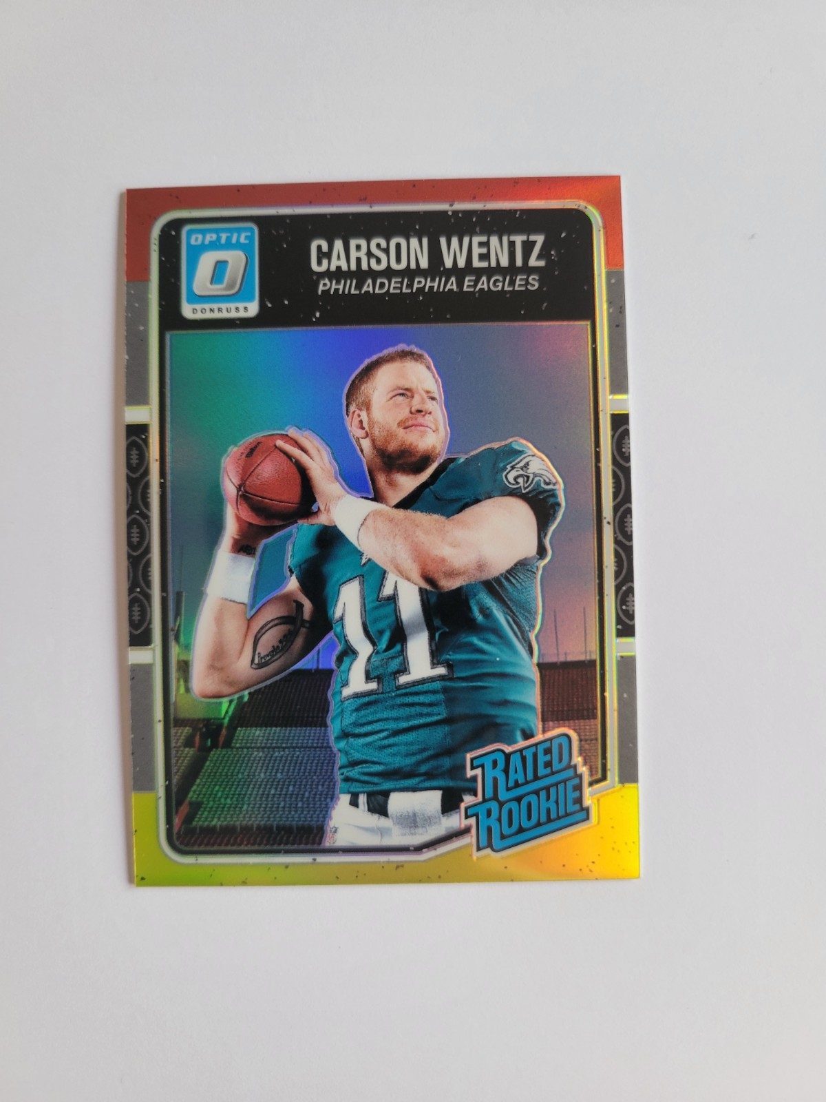 CARSON WENTZ 2016 Donruss Optic #156 Red & Yellow Holo Prizm Rated Rookie RC Qty