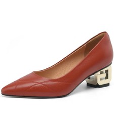 Fashion Women Hollow Thick Heel Pumps Pointed Toe Slip On High Heels Work Shoes