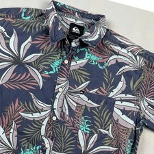 Quiksilver Button Up Shirt Mens Medium Blue F...