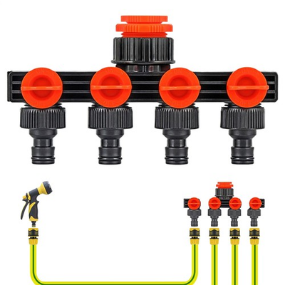 #ad 4 Way Garden Tap Hose Connector Faucet Diverter Hose Pipe Splitter Lawn $19.49