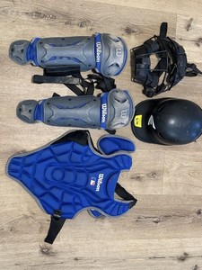 Protège-tibias Et Masque De Catcher Easton Bleu - Taille 14 Pour Jeunes (13-15 Ans) - Occasion