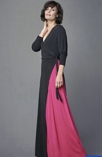 Issa London Black Pink Wrap Colour Block Side Slit Maxi Dress Size 12 BNWT