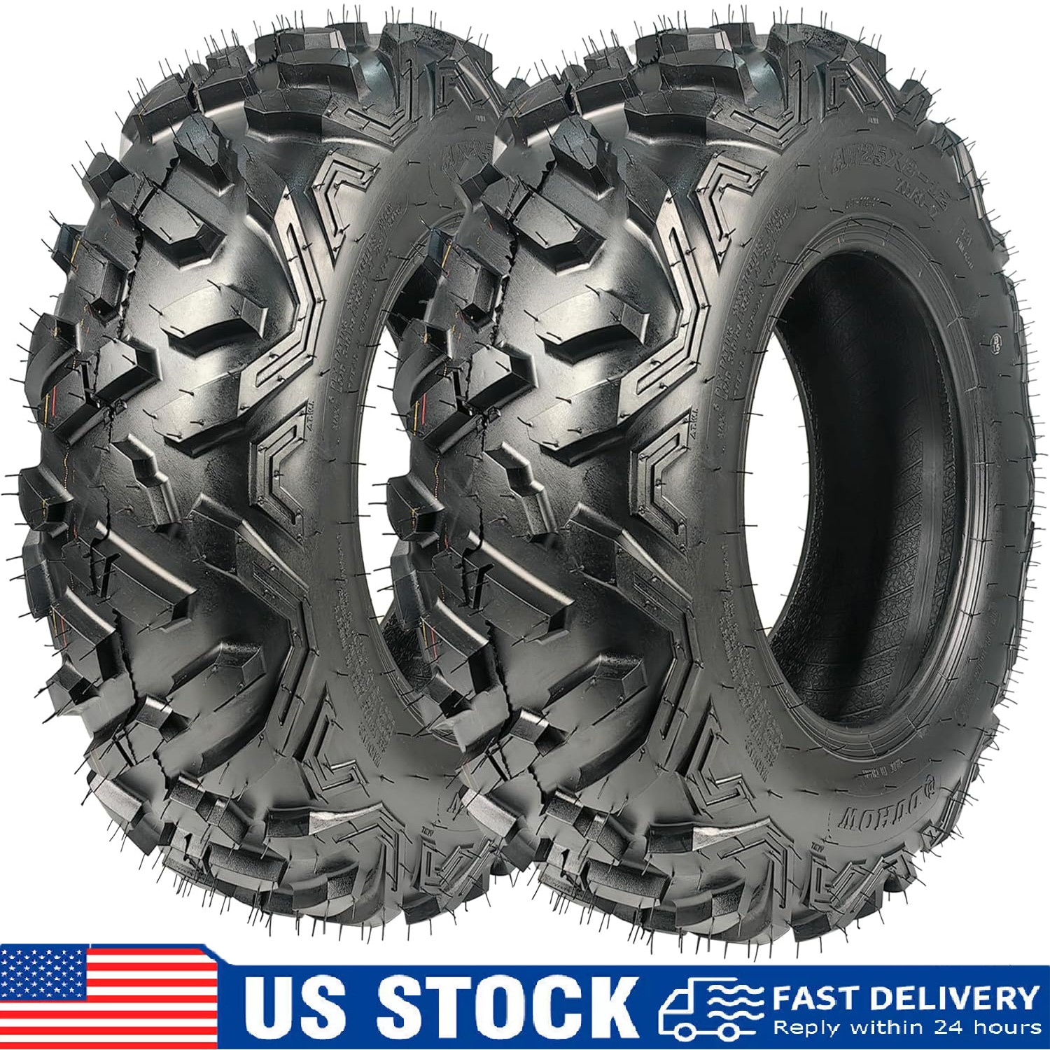 Set of 2 ATV Tires 25x10-12 All Terrain 6 Ply 25x10x12 ATV/UTV Trail Mud Tires